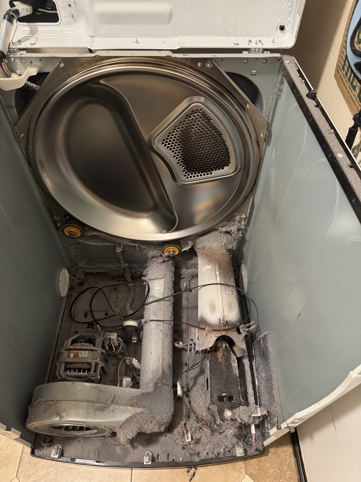 Dryer opened for repair